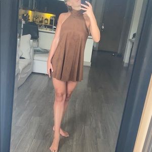 Suede Mini Halter Dress